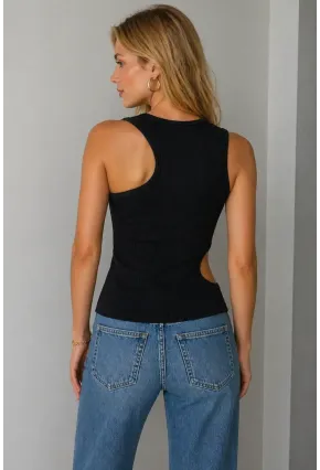 Siyah Asimetrik Kesim Kaşkorse Bluz – Cut Out Detaylı Modern Atlet