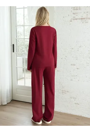Good Mood Baskılı Bordo Kadın Pijama Takımı