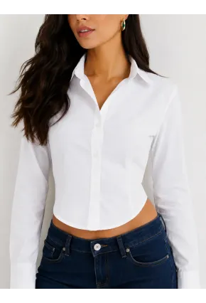 Kadın Beyaz Slim Fit Uzun Kollu Klasik Gömlek – Şık ve Zarif Kesim