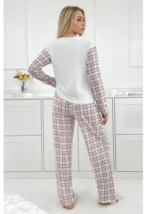Kadın Kareli Uzun Kollu Süprem Pijama Takımı