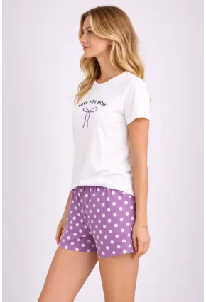 Kadın Kısa Kollu Pijama Takımı Şortlu Yazlık Rahat Kalıp Ev Giyim