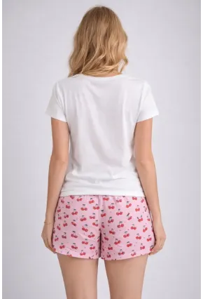 Kadın Kısa Kollu Pijama Takımı Şortlu Yazlık Rahat Kalıp Ev Giyim