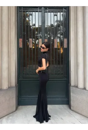 Likralı Modal Kumaş Crop Bluz Pantalon Takım Siyah