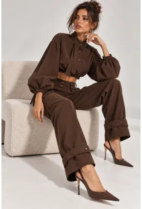 Modern Dokunuşlu Crop Bluz & Kargo Pantolon İkili Takım