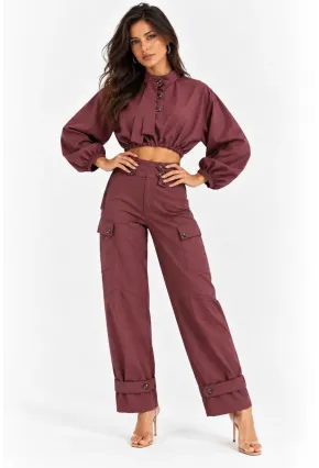 Modern Dokunuşlu Crop Bluz & Kargo Pantolon İkili Takım