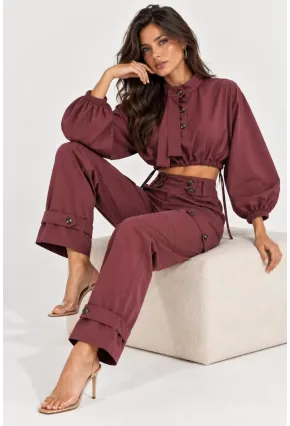 Modern Dokunuşlu Crop Bluz & Kargo Pantolon İkili Takım
