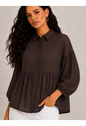 Oversize Çizgili Pamuk Gömlek