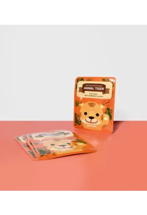 PRETTYSKIN Animal Tiger Aqua Mask 25gr | Nemlendirici Kaplan Desenli Kağıt Yüz Maskesi 4lü Set