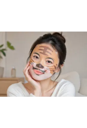 PRETTYSKIN Animal Tiger Aqua Mask 25gr | Nemlendirici Kaplan Desenli Kağıt Yüz Maskesi 4lü Set
