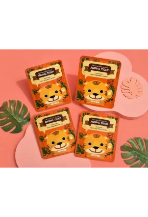 PRETTYSKIN Animal Tiger Aqua Mask 25gr | Nemlendirici Kaplan Desenli Kağıt Yüz Maskesi 4lü Set