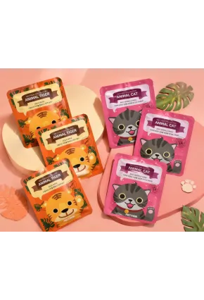 PRETTYSKIN Animal Tiger Aqua Mask & Animal Cat Anti-Wrinkle Mask 6lı Set 25g