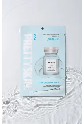 PRETTYSKIN Cica Ampoule Mask Sheet 23g | Cilt Yatıştırıcı Nemlendirici Kağıt Yüz Maskesi 5li Set