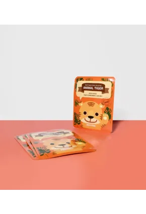 PS PRETTYSKIN Animal Tiger Aqua Mask 25gr | Nemlendirici Kaplan Desenli Kağıt Yüz Maskesi 4lü Set