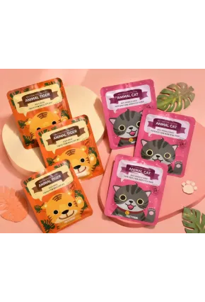 PS PRETTYSKIN Animal Tiger Aqua Mask & Animal Cat Anti-Wrinkle Mask 6lı Set 25g