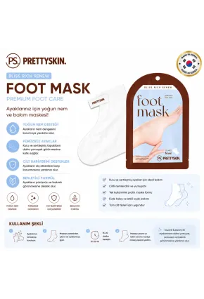 PS PRETTYSKIN Bliss Rich Renew Foot Mask 16 ml | Nemlendirici Ayak Bakım Maskesi 3lü Set