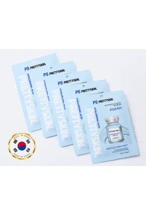 PS PRETTYSKIN Hyaluronic Acid Ampoule Mask Sheet 23g | Yoğun Nemlendirici Kağıt Yüz Maskesi 5li Set
