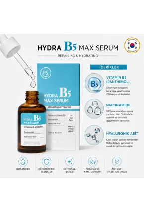 PS PRETTYSKIN Hydra B5 Max Serum 50 ml | Niacinamide %10 & Panthenol %10 Nemlendirici Leke Karşıtı Yüz Serumu
