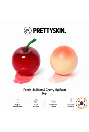 PS PRETTYSKIN Peach Lip Balm  & Cherry Lip Balm 9g