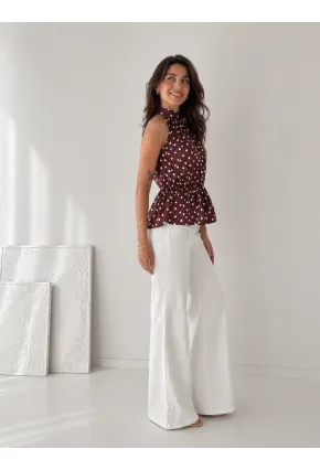 Puantiyeli Halter Yaka Bluz – Şık & Feminen Yaz Stili