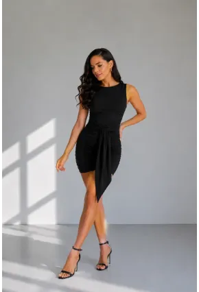 Sandy Kumaş Drapeli Mini Elbise