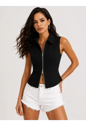 Siyah Fermuarlı Slim Fit Kadın Gömlek