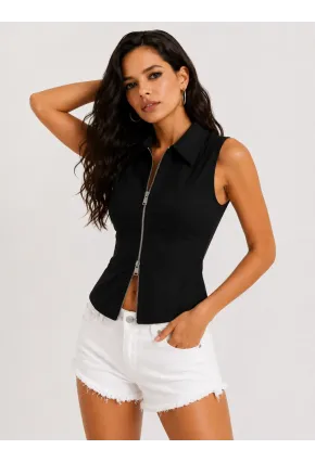 Siyah Fermuarlı Slim Fit Kadın Gömlek