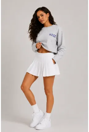 Yıldız Baskılı Crop Sweatshirt - Gri