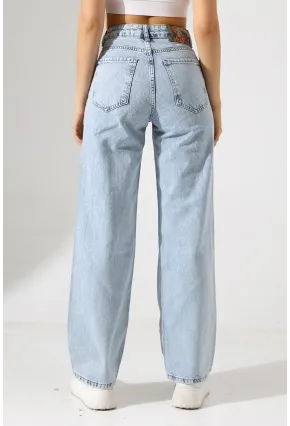 Yüksek Bel Yırtık Detaylı Mom Jean