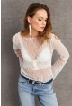 Kadın Beyaz Dantel Bluz BAR803