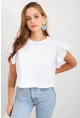 Kadın Beyaz Kolları Volanlı Crop T-Shirt SAN100