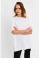 Kadın Beyaz Taşlı Salaş T-Shirt MTF0002