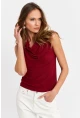 Kadın Bordo Degaje Yaka Kolsuz Bluz LPP1226-90