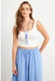 Kadın Ekru Basic Crop Atlet TOP06