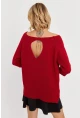 Kadın Kırmızı Sırtı Damla Triko Bluz YV267