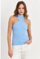 Kadın Mavi Halter Yaka Kaşkorse Bluz EY1454