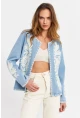 Kadın Mavi Nakışlı Mevsimlik Denim Premium Ceket QS5583