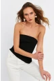 Kadın Siyah Asimetrik Crop Bluz ZH029-90