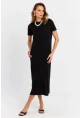 Kadın Siyah Basic Midi Elbise MRU6943