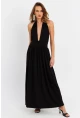 Kadın Siyah Boyun Bağlamalı Maxi Elbise EY3075