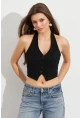 Kadın Siyah Crop Bluz SE18