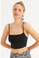 Kadın Siyah Crop Bluz ZH259