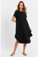 Kadın Siyah Fırfırlı Basic Elbise MALB5005