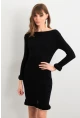 Kadın Siyah Fırfırlı Basic Triko Midi Elbise SF2559