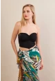 Kadın Siyah Korse Dikişli Crop Bluz AN6025