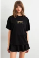 Kadın Siyah Leopar Baskılı T-Shirt RLO110