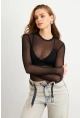 Kadın Siyah Tül Body RX454