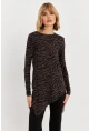 Kadın Vizon Asimetrik Zebra Desenli Tunik MLPP1186-1