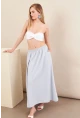 Kadın Bebe Mavi Keten Cepli Midi Etek RSP4440