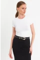 Kadın Beyaz Basic T-Shirt FLS07