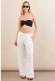 Kadın Beyaz Beli Bağcıklı Pantolon ZH105
